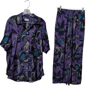 JETS Austrailia tropical print 2 piece set Amethyst size Small/Medium wide leg